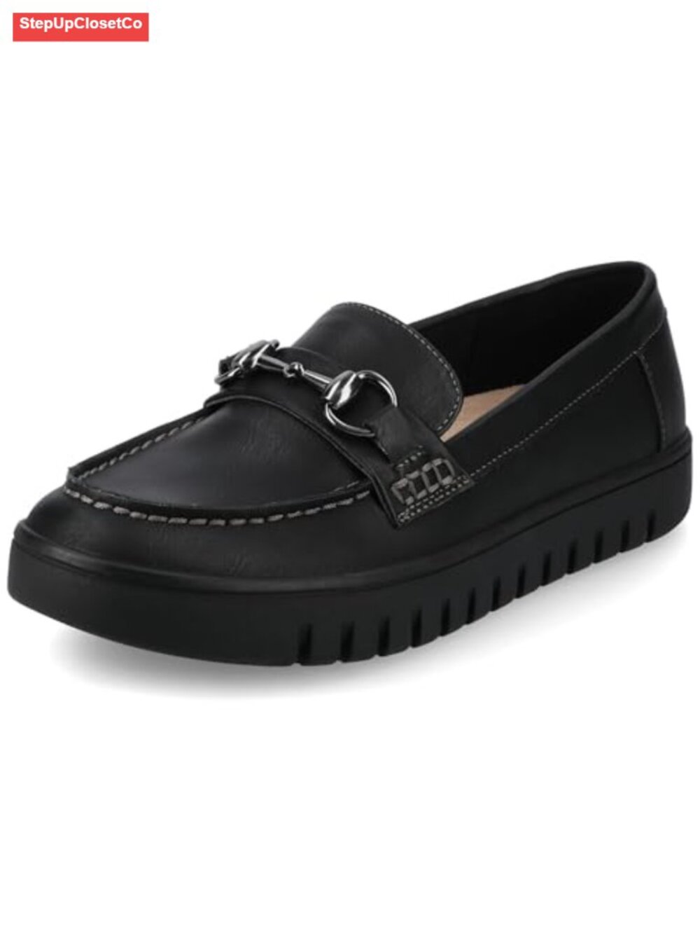 Faux Leather Bit Loafer Slip-On Round Toe Women's Shoes